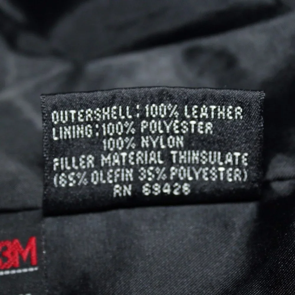 Wilson's Thinsulate 3M XL Insulated 3 Button Snap Black 100% Leather Jacket Coat - Picture 11 of 11